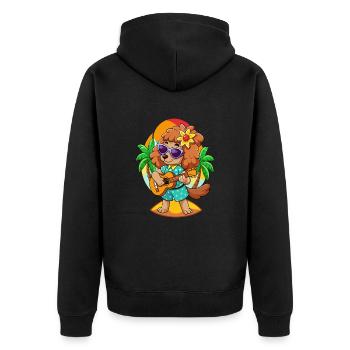 Drôle Caniche Chien Dessin Animé Plage D’été Lunettes De Soleil - Veste à capuche bio Premium Unisexe - noir - Dos - Nico (187cm)