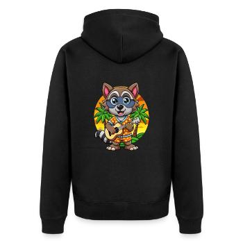 Lustige Waschbär Cartoon Sommer Strand Sonnenbrille - Unisex Premium Bio Zip Hoodie - Schwarz - Hinten - Nico (187cm)