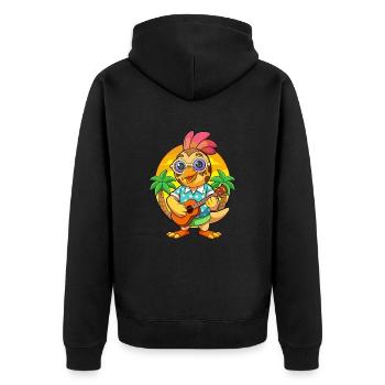 Lustige Wachtel Cartoon Sommer Strand Sonnenbrille Gitarre - Unisex Premium Bio Zip Hoodie - Schwarz - Hinten - Nico (187cm)