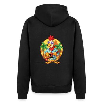 Lustige Hahn Cartoon Sommer Strand Sonnenbrille - Unisex Premium Bio Zip Hoodie - Schwarz - Hinten - Nico (187cm)