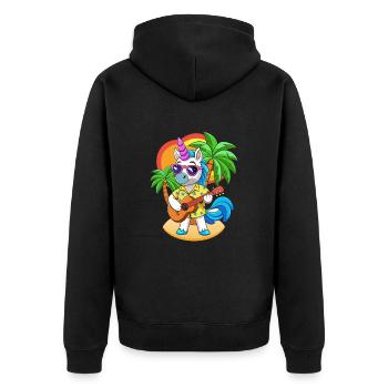 Lunettes de soleil de plage d’été de dessin animé de licorne drôle - Veste à capuche bio Premium Unisexe - noir - Dos - Nico (187cm)