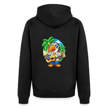 Lustige Tukan Cartoon Sommer Strand Sonnenbrille - Unisex Premium Bio Zip Hoodie - Schwarz - Hinten - Nico (187cm)