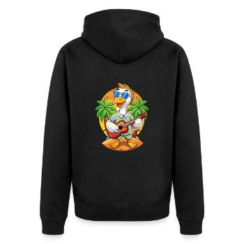 Drôle Cygne Dessin Animé Plage D’été Lunettes De Soleil Guitare - Veste à capuche bio Premium Unisexe - noir - Dos - Nico (187cm)
