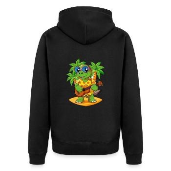 Lustige Schildkröte Cartoon Sommer Strand Sonnenbrille - Unisex Premium Bio Zip Hoodie - Schwarz - Hinten - Nico (187cm)