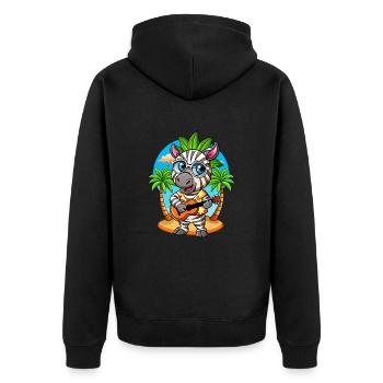 Lustige Zebra Cartoon Sommer Strand Sonnenbrille Gitarre - Unisex Premium Bio Zip Hoodie - Schwarz - Hinten - Nico (187cm)