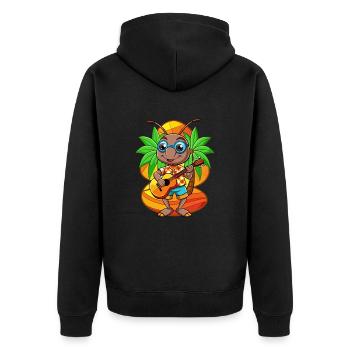 Lustige Ameise Cartoon Sommer Strand Sonnenbrille Gitarre - Unisex Premium Bio Zip Hoodie - Schwarz - Hinten - Nico (187cm)