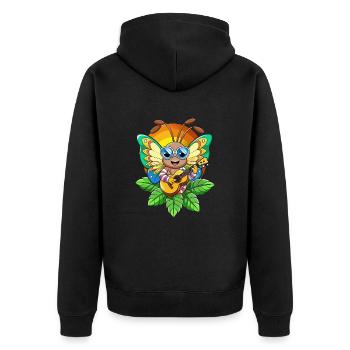 Lustige Schmetterling Cartoon Sommer Strand Sonnenbrille - Unisex Premium Bio Zip Hoodie - Schwarz - Hinten - Nico (187cm)