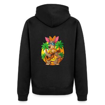 Lustige Erdferkel Cartoon Sommer Strand Sonnenbrille - Unisex Premium Bio Zip Hoodie - Schwarz - Hinten - Nico (187cm)