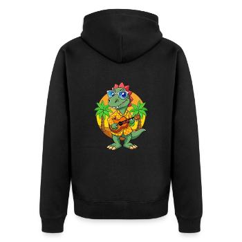 Lustige Dinosaurier Cartoon Sommer Strand Sonnenbrille - Unisex Premium Bio Zip Hoodie - Schwarz - Hinten - Nico (187cm)