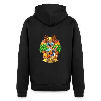 Funny Deer Cartoon Summer Beach Sunglasses Guitar - Unisex Premium Organic Zip Hoodie - black - Back - Nico (187cm)