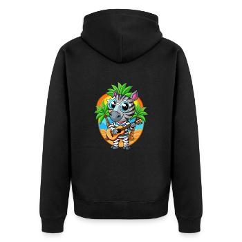 Lustige Zebra Cartoon Sommer Strand Sonnenbrille Gitarre - Unisex Premium Bio Zip Hoodie - Schwarz - Hinten - Nico (187cm)