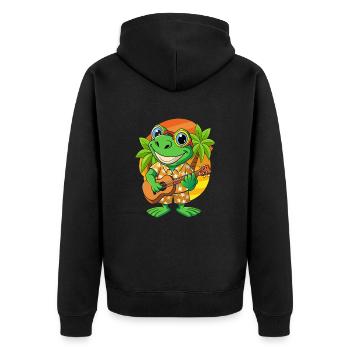 drôle grenouille dessin animé d’été plage lunettes de soleil guitare - Veste à capuche bio Premium Unisexe - noir - Dos - Nico (187cm)