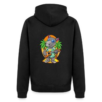 Funny Tapir Summer Beach Sunglasses Hawaiian - Unisex Premium Organic Zip Hoodie - black - Back - Nico (187cm)