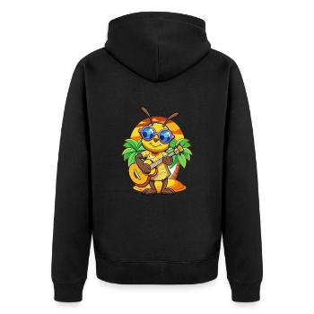 Lustige Biene Cartoon Sommer Strand Sonnenbrille Gitarre - Unisex Premium Bio Zip Hoodie - Schwarz - Hinten - Nico (187cm)