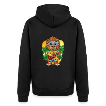 Lustige Pavian Cartoon Sommer Strand Sonnenbrille - Unisex Premium Bio Zip Hoodie - Schwarz - Hinten - Nico (187cm)