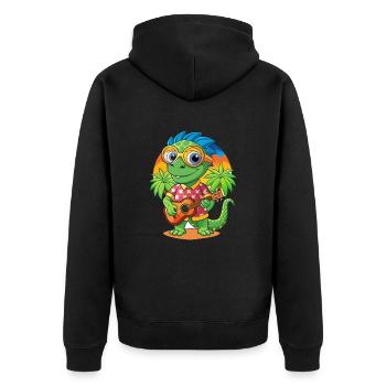 Lustige Chamäleon Cartoon Sommer Strand Sonnenbrille - Unisex Premium Bio Zip Hoodie - Schwarz - Hinten - Nico (187cm)