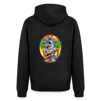 Lustige Delphin Cartoon Sommer Strand Sonnenbrille - Unisex Premium Bio Zip Hoodie - Schwarz - Hinten - Nico (187cm)