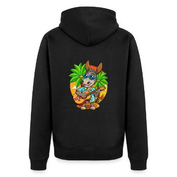 Funny Donkey Cartoon Summer Beach Sunglasses - Unisex Premium Organic Zip Hoodie - black - Back - Nico (187cm)