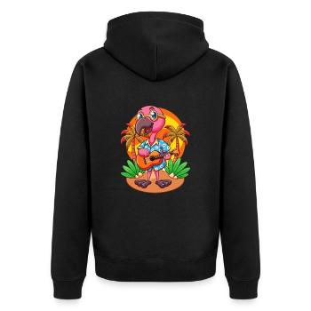 Lustige Flamingo Cartoon Sommer Strand Sonnenbrille - Unisex Premium Bio Zip Hoodie - Schwarz - Hinten - Nico (187cm)
