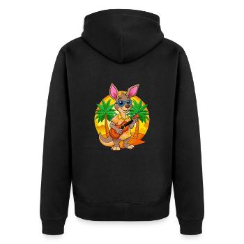 Funny Kangaroo Summer Beach Sunglasses Hawaiian - Unisex Premium Organic Zip Hoodie - black - Back - Nico (187cm)