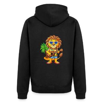 Funny Lion Summer Beach Sunglasses Hawaiian - Unisex Premium Organic Zip Hoodie - black - Back - Nico (187cm)