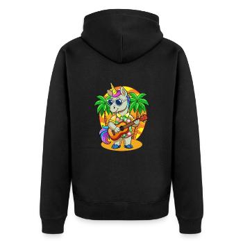 Lunettes de soleil de plage d’été de dessin animé de licorne drôle - Veste à capuche bio Premium Unisexe - noir - Dos - Nico (187cm)