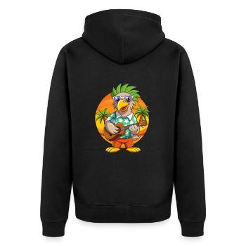 Lustige Adler Cartoon Sommer Strand Sonnenbrille Gitarre - Unisex Premium Bio Zip Hoodie - Schwarz - Hinten - Nico (187cm)