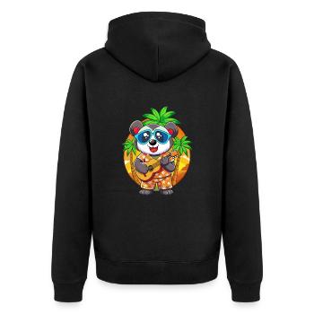 Lustige Panda Cartoon Sommer Strand Sonnenbrille Gitarre - Unisex Premium Bio Zip Hoodie - Schwarz - Hinten - Nico (187cm)