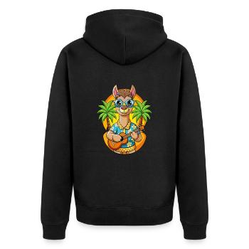 Funny Llama Summer Beach Sunglasses Hawaiian - Unisex Premium Organic Zip Hoodie - black - Back - Nico (187cm)