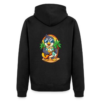 Funny Penguin Summer Beach Sunglasses Hawaiian - Unisex Premium Organic Zip Hoodie - black - Back - Nico (187cm)