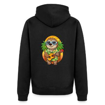Funny Sloth Summer Beach Sunglasses Hawaiian - Unisex Premium Organic Zip Hoodie - black - Back - Nico (187cm)
