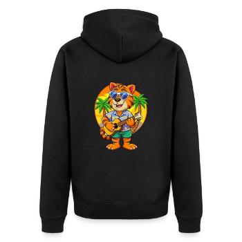Lustige Tiger Sommer Strand Sonnenbrille Hawaiianisch - Unisex Premium Bio Zip Hoodie - Schwarz - Hinten - Nico (187cm)