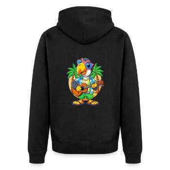 Lustige Tukan Sommer Strand Sonnenbrille Hawaiianisch - Unisex Premium Bio Zip Hoodie - Schwarz - Hinten - Nico (187cm)
