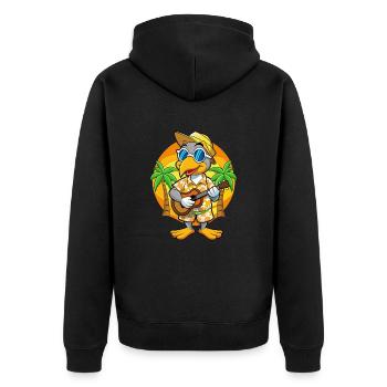 Lustige Pelikan Sommer Strand Sonnenbrille Hawaiianisch - Unisex Premium Bio Zip Hoodie - Schwarz - Hinten - Nico (187cm)