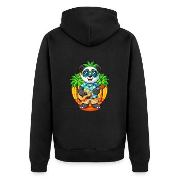 Lustige Panda Sommer Strand Sonnenbrille Hawaiianisch - Unisex Premium Bio Zip Hoodie - Schwarz - Hinten - Nico (187cm)
