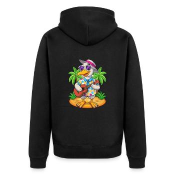 Lustige Gans Sommer Strand Sonnenbrille Hawaiianisch - Unisex Premium Bio Zip Hoodie - Schwarz - Hinten - Nico (187cm)