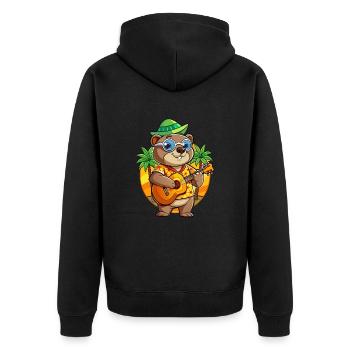 Drôle marmotte d’été plage lunettes de soleil hawaïenne - Veste à capuche bio Premium Unisexe - noir - Dos - Nico (187cm)