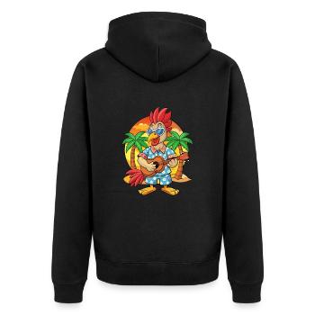Funny Rooster Summer Beach Sunglasses Hawaiian - Unisex Premium Organic Zip Hoodie - black - Back - Nico (187cm)