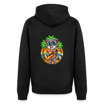 Funny Raccoon Summer Beach Sunglasses Hawaiian - Unisex Premium Organic Zip Hoodie - black - Back - Nico (187cm)