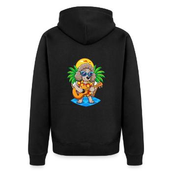 Lustige Pudel Hund Sommer Strand Sonnenbrille Hawaiianisch - Unisex Premium Bio Zip Hoodie - Schwarz - Hinten - Nico (187cm)