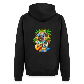 Funny Pug Dog Summer Beach Sunglasses Hawaiian - Unisex Premium Organic Zip Hoodie - black - Back - Nico (187cm)