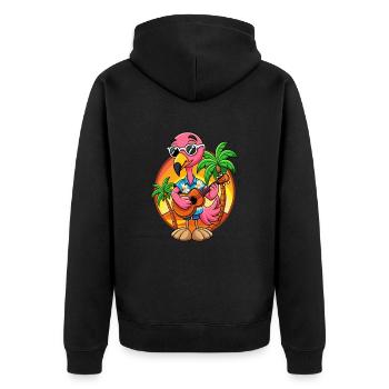 Funny Flamingo Summer Beach Sunglasses Hawaiian - Unisex Premium Organic Zip Hoodie - black - Back - Nico (187cm)