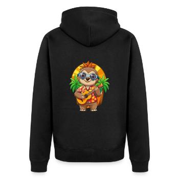 Funny Sloth Summer Beach Sunglasses Hawaiian - Unisex Premium Organic Zip Hoodie - black - Back - Nico (187cm)