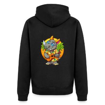 Funny Rhino Summer Beach Sunglasses Hawaiian - Unisex Premium Organic Zip Hoodie - black - Back - Nico (187cm)
