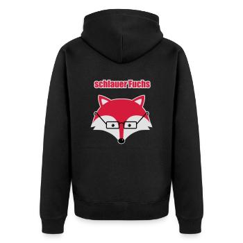 schlauer Fuchs - Unisex Premium Bio Zip Hoodie - Schwarz - Hinten - Nico (187cm)
