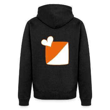 Herz_IloveOL - Unisex Premium Bio Zip Hoodie - Schwarz - Hinten - Nico (187cm)