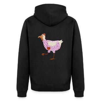 Huhn im Kleid - Unisex Premium Bio Zip Hoodie - Schwarz - Hinten - Nico (187cm)