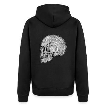 Skull_Lines.png - Unisex Premium Bio Zip Hoodie - Schwarz - Hinten - Nico (187cm)
