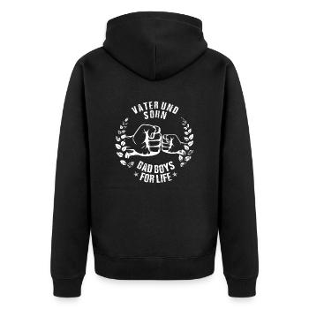 Vater und Sohn Bad Boys for Life - Unisex Premium Bio Zip Hoodie - Schwarz - Hinten - Nico (187cm)