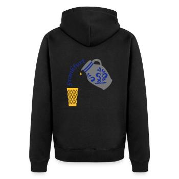 Frankfurt Bembel Gerippte - Unisex Premium Bio Zip Hoodie - Schwarz - Hinten - Nico (187cm)